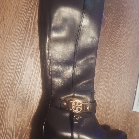 TORY BURCH Black Knee High Leather Boots 6 leather - Picture 4 of 4